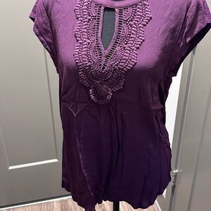 Daniel Rainn Purple Blouse with Crochet Detail
